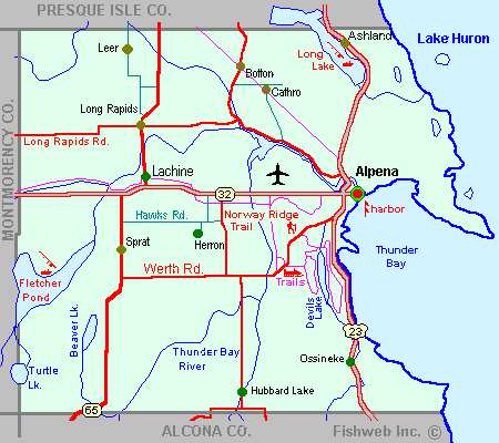 Alpena County Map Tour - lakes - snowmobile - ATV - river image