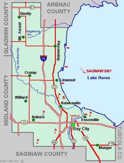 Bay County Township Map Michigan: Bay County | Every County