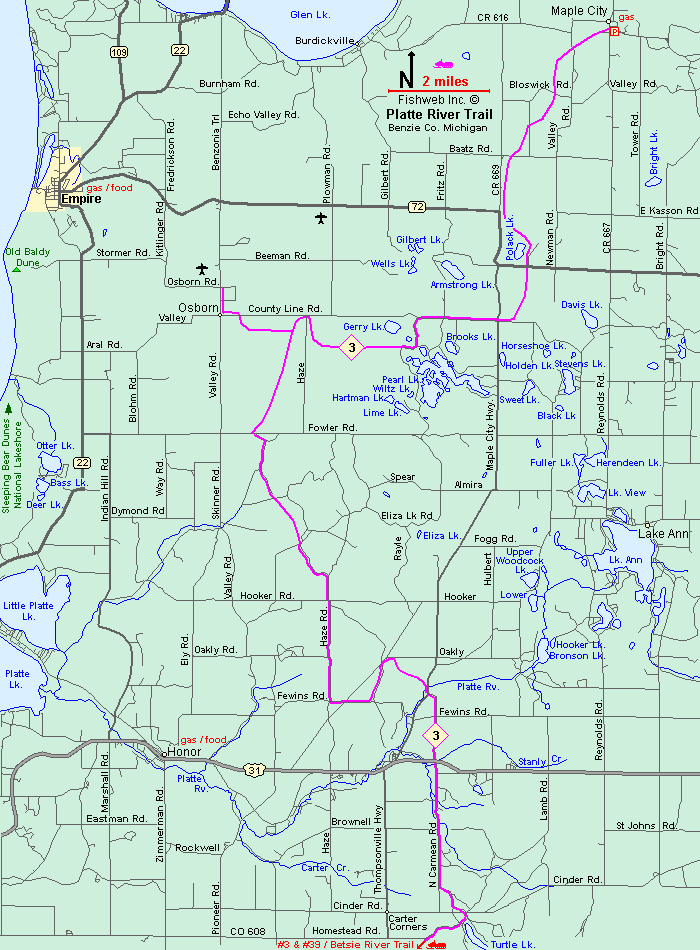 Michigan Snowmobiling Platte River Snowmobile Trail Map Michigan Sledhead™