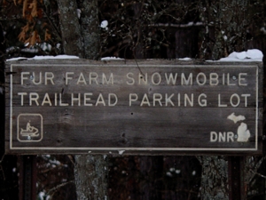 Snowmobile snowmobile trail 7 Trailhead parking Harrision,  Leota Michigan Snowmobiling