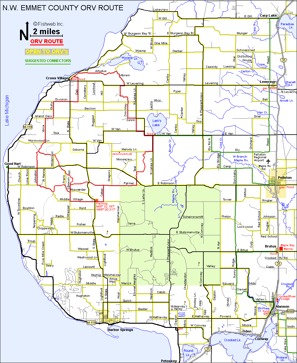North Emmet Conuty Michigan ORV route map