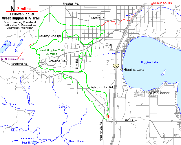 Higgins lake michigan map