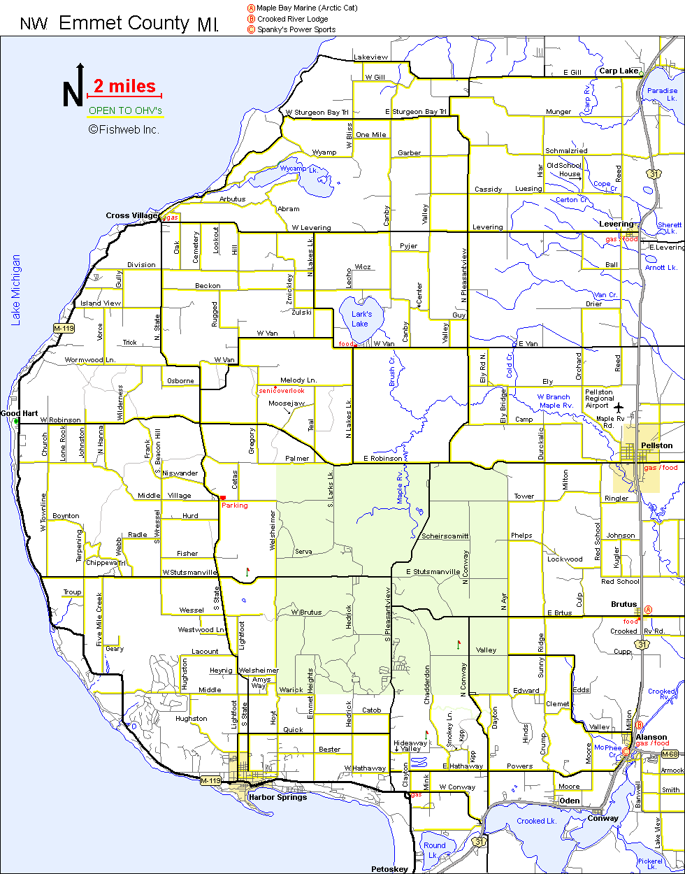 Roads Open to ATV OHV use in Emment County Michigan