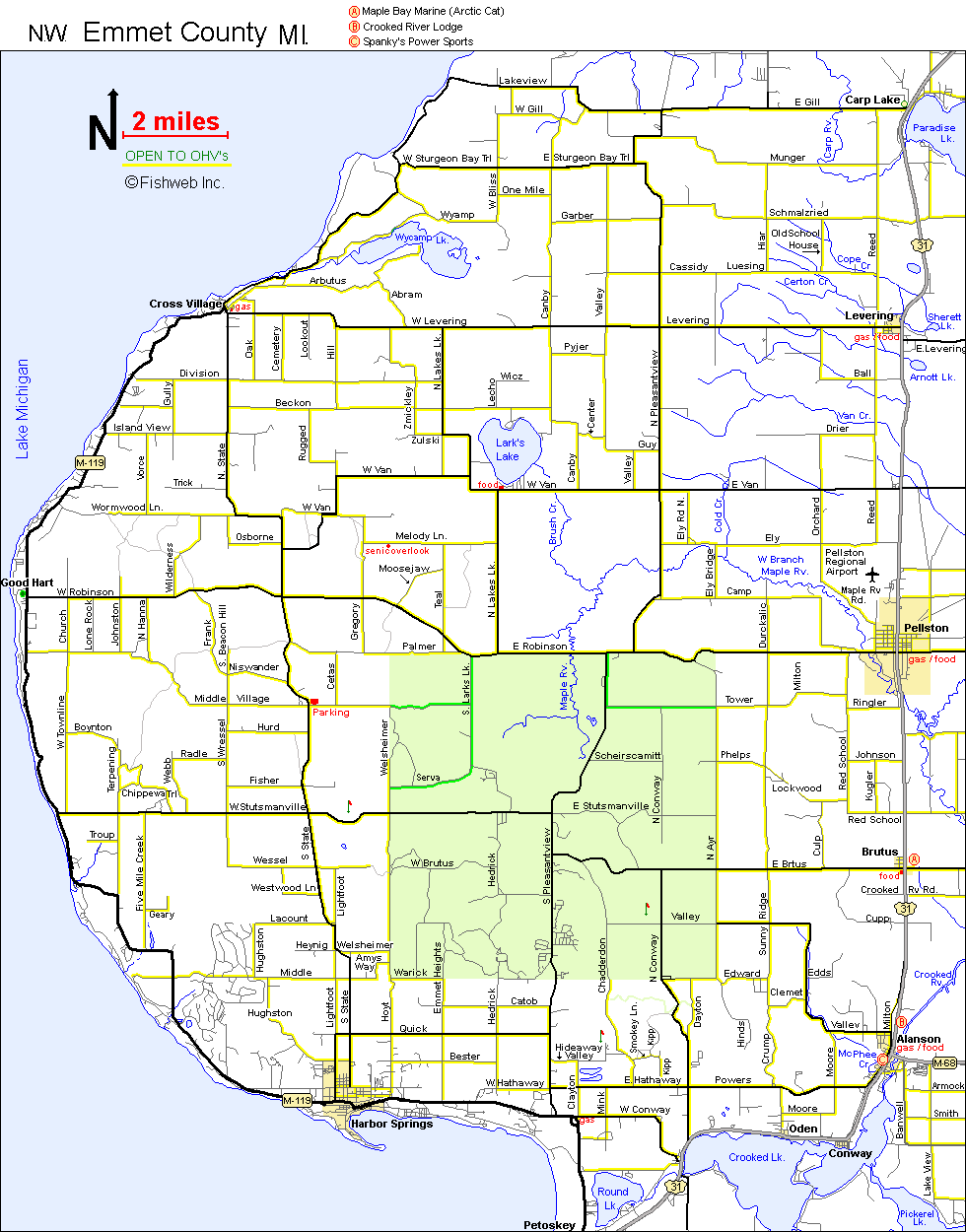 Roads Open to ATV OHV use in Emment County Michigan