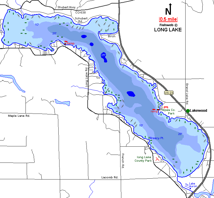 Long Lake Floodings Map Alpena County Michigan Fishing Michigan Interactive™
