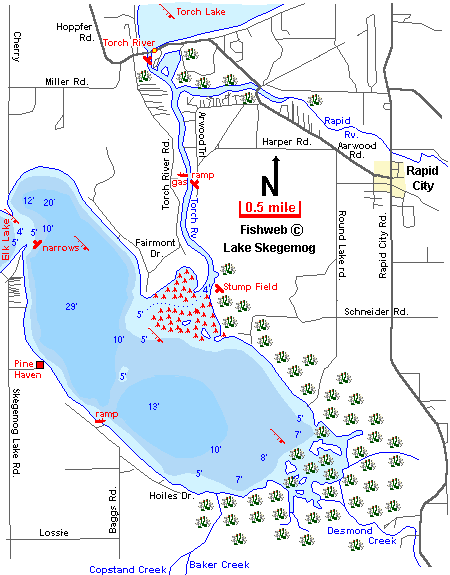 Lake Skegemog Map Antrim County Michigan Fishing Michigan Interactive