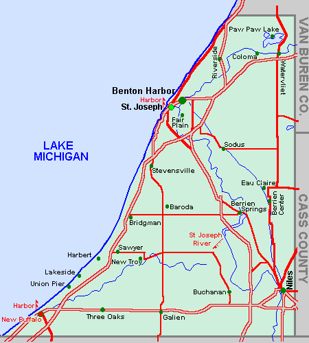 Old County Map Berrien Michigan Tackabury 1873
