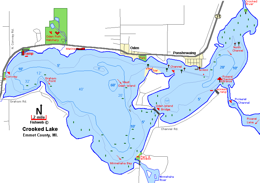 Burt Lake Depth Chart