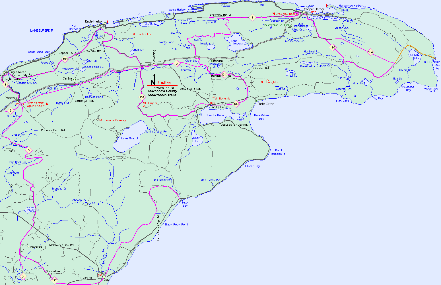 Michigan Snowmobiling Keweenaw Snowmobile Trail Map Michigan Sledhead™