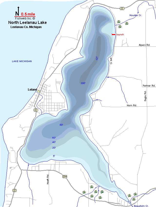 lake leelanau depth map North Leelanau Lake Map Leelanau County Michigan Fishing Michigan lake leelanau depth map