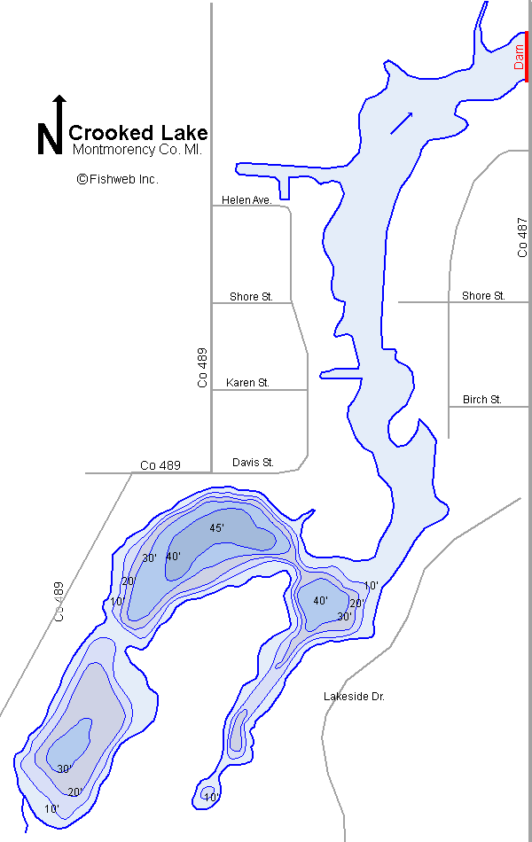 Crooked Lake Depth Chart