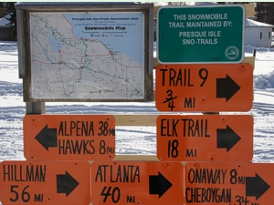 Snowmobile Trail 4-496 east,  Millersburg Michigan Snowmobiling