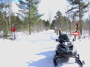 snowmobile trail 99 - 990 north Onaway Michigan snowmobiling