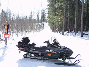 snowmobile trail 99 - 990 north Onaway Michigan snowmobiling