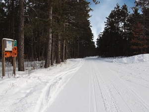 snowmobile trail 99 M-68 staging area Presque Isle Michigan snowmobiling