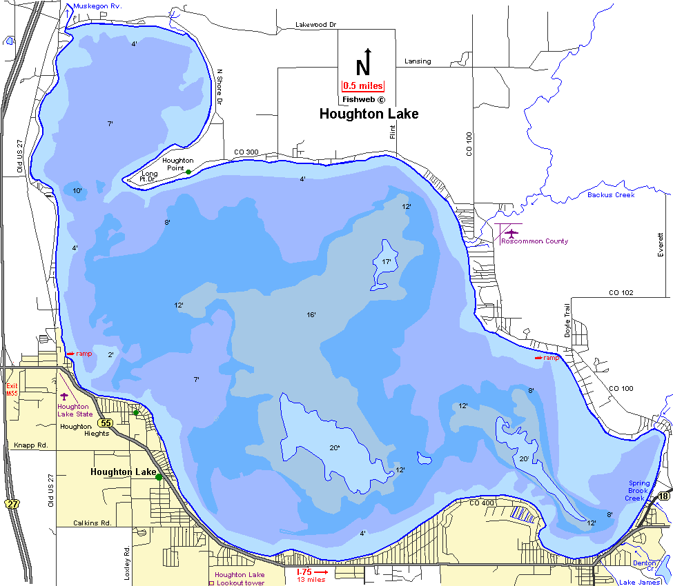 Higgins Lake Mi Depth Chart