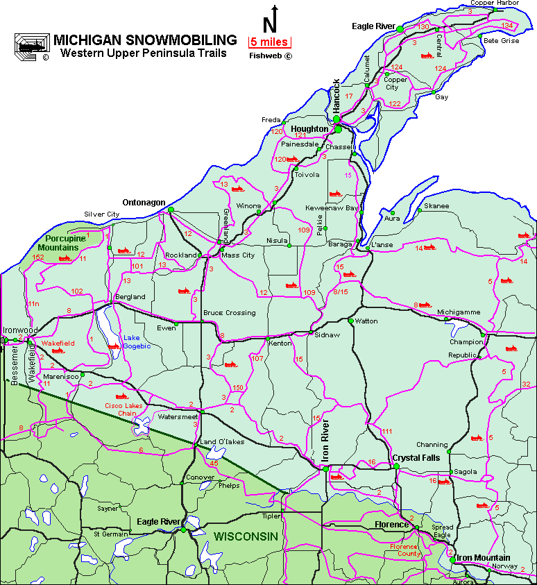 printable map of up michigan Michigan Snowmobiling Western Upper Peninsula Snowmobile Trail printable map of up michigan